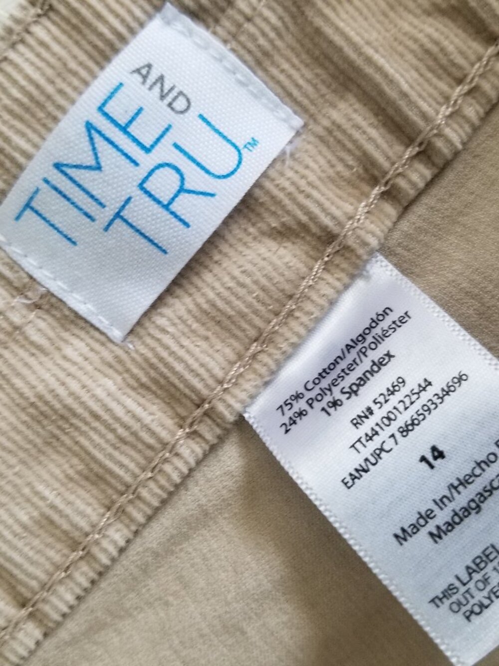 Corduroy Wide-Leg High Rise Beige Cargo Pants 14 - Picture 3 of 3